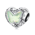 Charm corazón con mariposa de plata 925