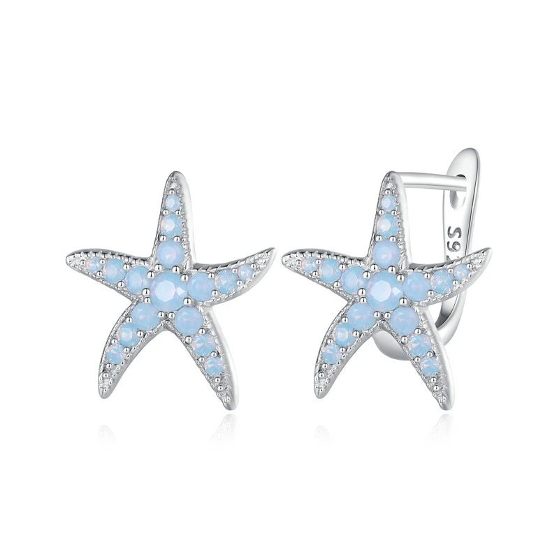 Pendientes estrella de mar de plata 925