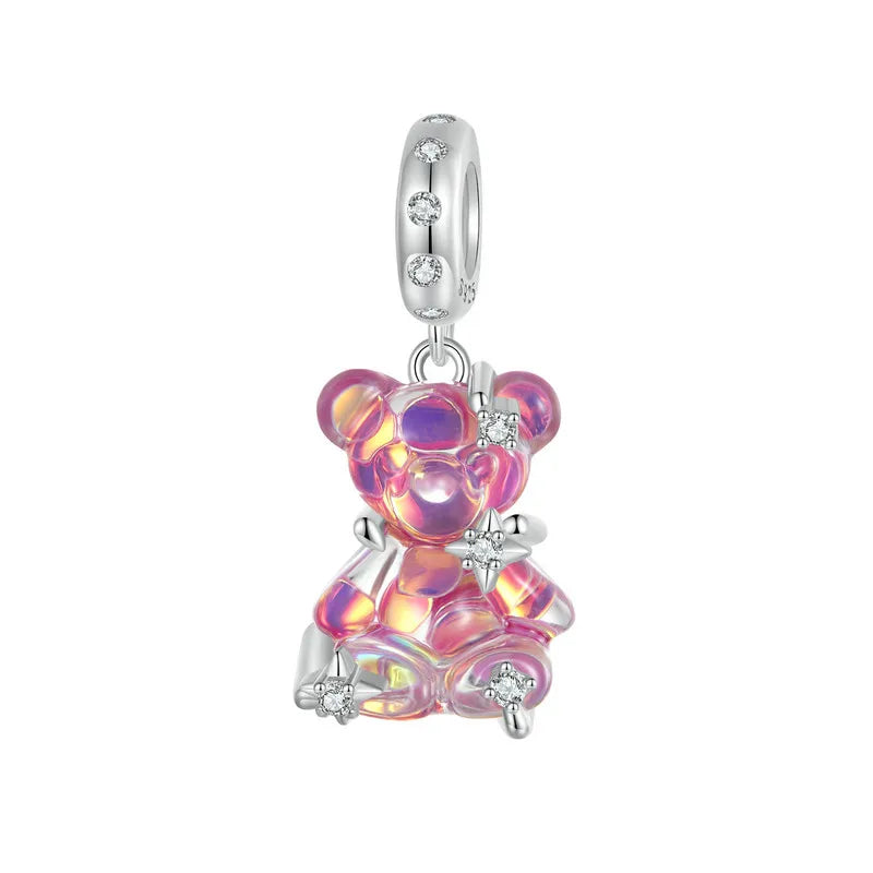 Charm osito de colores de plata 925