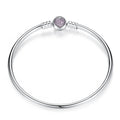 Pulsera para charms con bola y corazón rosa | Plata 925
