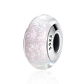 Charm liso efecto cristal rosado en plata 925